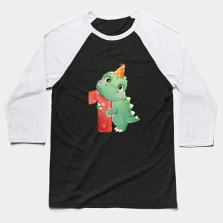 1st Birthday Cute Little Dinosaur Baseball T-Shirt